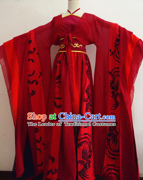 Chinese Ancient Cosplay Swordswoman Red Hanfu Dress Traditional Tang Dynasty Imperial Consort Costume for Women