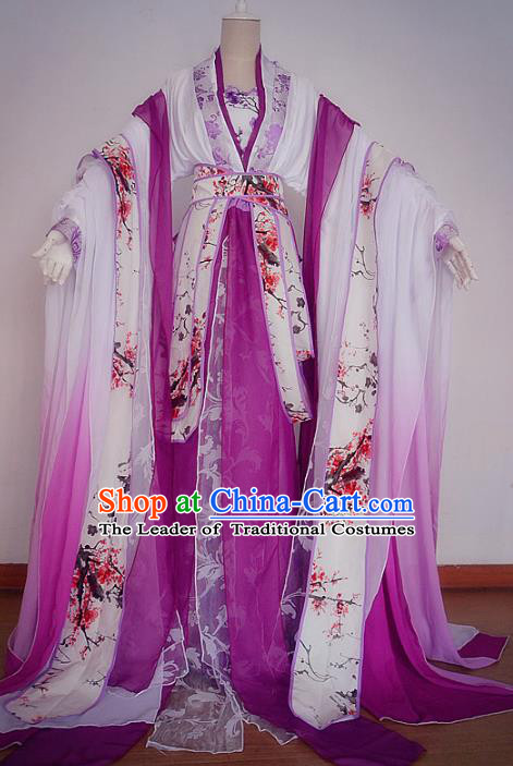 Chinese Ancient Cosplay Fairy Dance Costume Tang Dynasty Princess Purple Hanfu Dress for Women