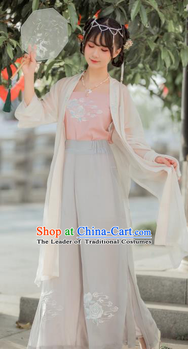 Chinese Traditional Song Dynasty Young Lady Costume Ancient Nobility Lady Embroidered Clothing for Women