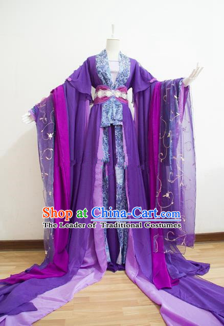 Chinese Han Dynasty Princess Purple Hanfu Dress Ancient Fairy Traditional Costume for Women