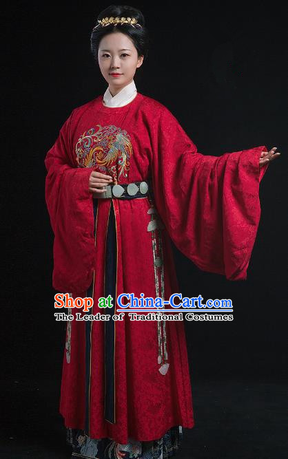 Traditional Chinese Ancient Ming Dynasty Empress Embroidered Costume Queen Hanfu Dress for Women