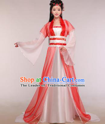 Traditional Chinese Ancient Fairy Costume Tang Dynasty Princess Red Hanfu Dress for Women