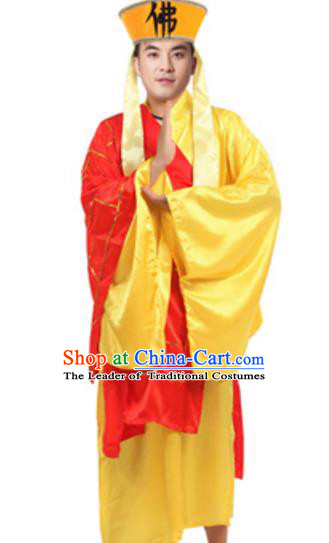 Traditional Chinese Ancient Shaveling Costume Song Dynasty Legend of the White Snake Monk Fa Hai Historical Clothing and Headpiece Complete Set