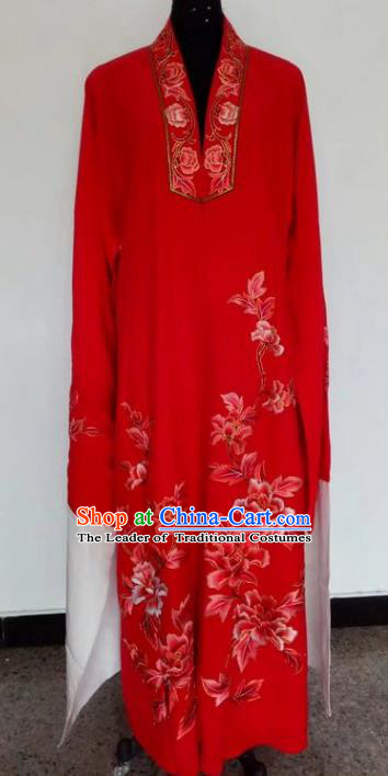 Chinese Traditional Beijing Opera Costumes China Peking Opera Niche Printing Peony Red Robe for Adults