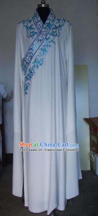 Chinese Traditional Beijing Opera Niche Costumes China Peking Opera White Robe for Adults