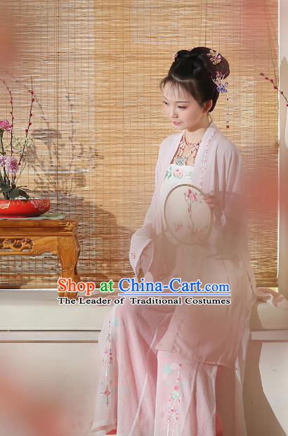 Ancient Chinese Female Embroidered Costume Song Dynasty Beauty Hanfu Clothing for Rich Women