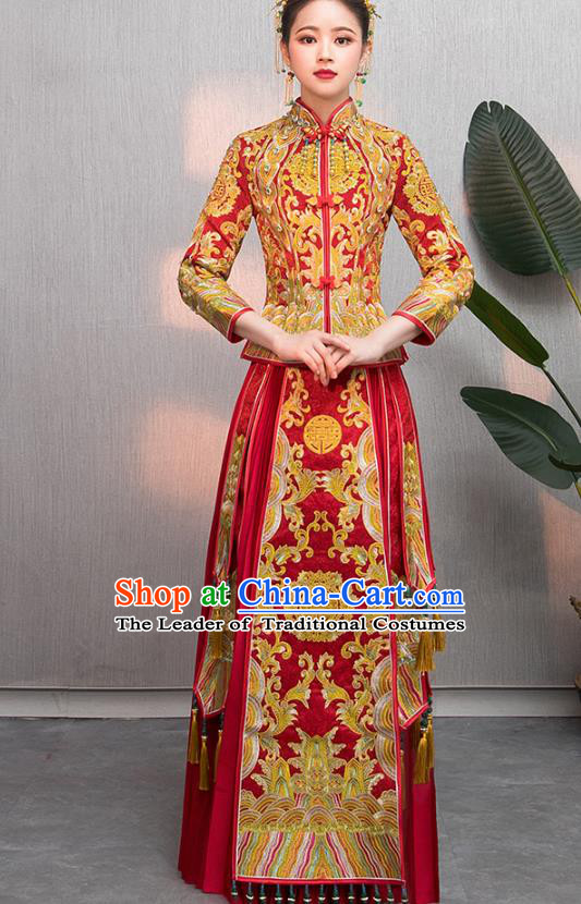 Traditional Chinese Embroidered Wedding Costumes XiuHe Suit Ancient Bottom Drawer for Women