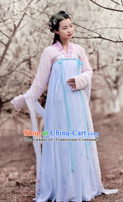 Ancient Chinese Tang Dynasty Princess Costume Embroidered Hanfu Dress for Rich Women