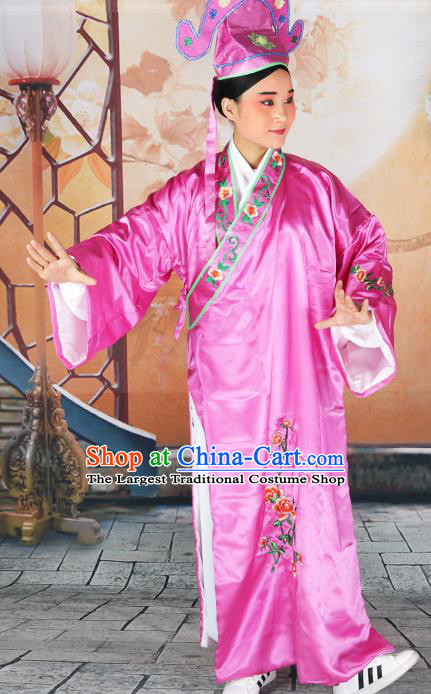 Professional Chinese Beijing Opera Costumes Peking Opera Gifted Scholar Purple Robe and Hat for Adults