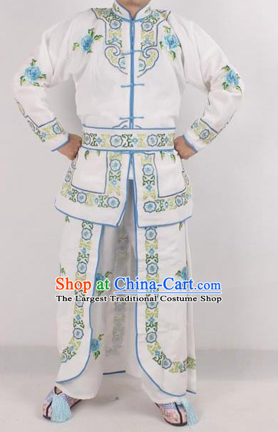 Chinese Peking Opera Female Warrior Costume Ancient Swordswoman Embroidered White Clothing for Adults