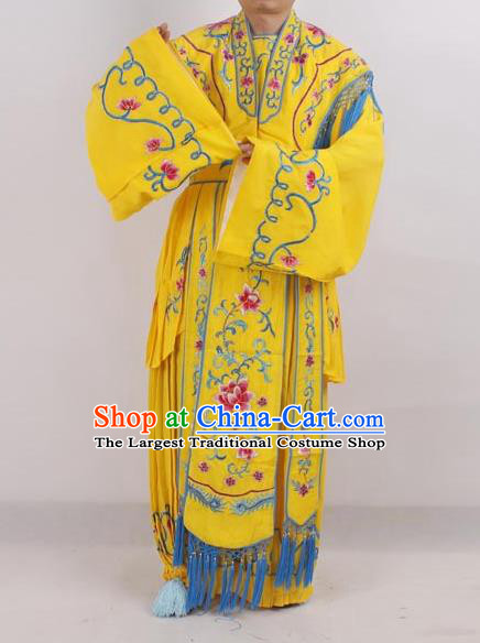 Professional Chinese Peking Opera Diva Costumes Ancient Fairy Embroidered Yellow Dress for Adults