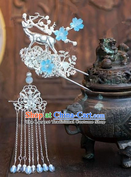 Chinese Handmade Ancient Hair Accessories Ancient Hanfu Tassel Step Shake Deer Hairpins for Women