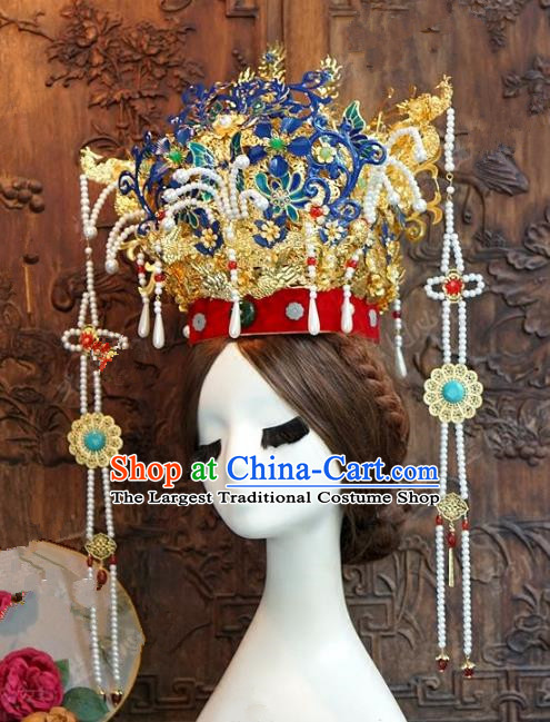 Chinese Handmade Wedding Hair Accessories Ancient Ming Dynasty Phoenix Coronet Hairpins for Women