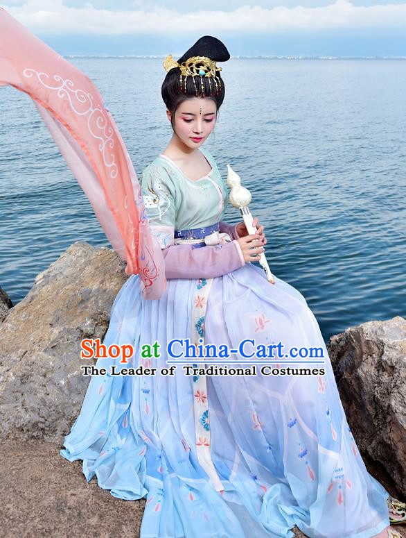 Chinese Tang Dynasty Princess Hanfu Dress Ancient Fairy Palace Lady Embroidered Costumes for Women