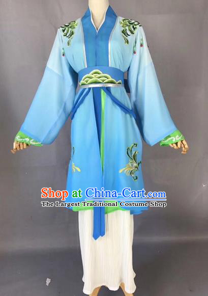 Chinese Traditional Beijing Opera Maidservant Blue Dress Peking Opera Diva Costumes for Adults