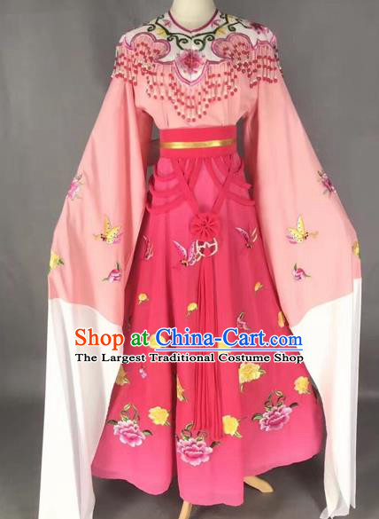 Chinese Peking Opera Diva Pink Dress Traditional Beijing Opera Rich Lady Embroidered Costumes for Adults