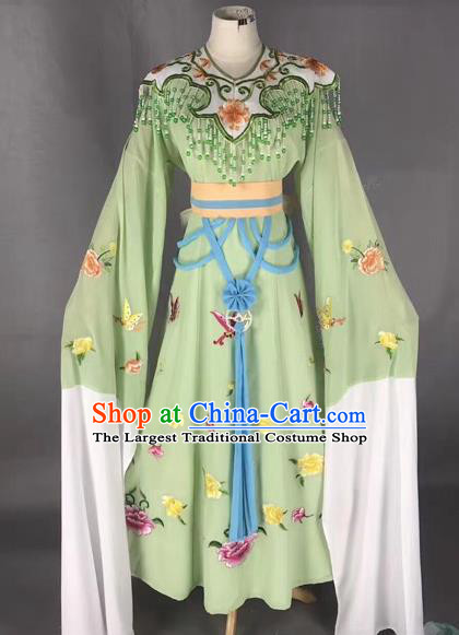 Chinese Peking Opera Diva Green Dress Traditional Beijing Opera Rich Lady Embroidered Costumes for Adults