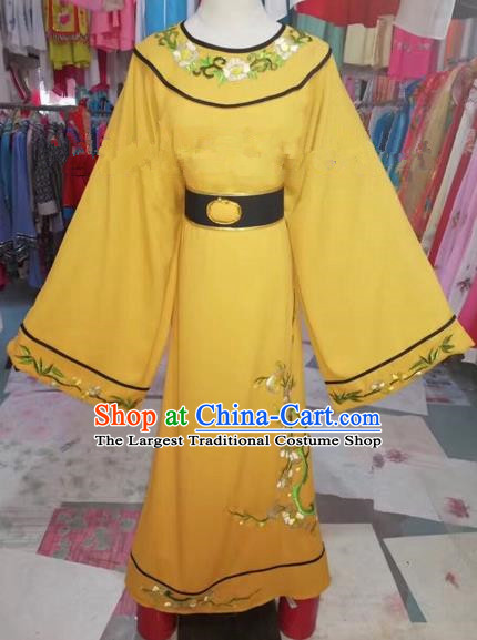 Chinese Beijing Opera Niche Embroidered Yellow Robe Traditional Peking Opera Prince Costume for Adults