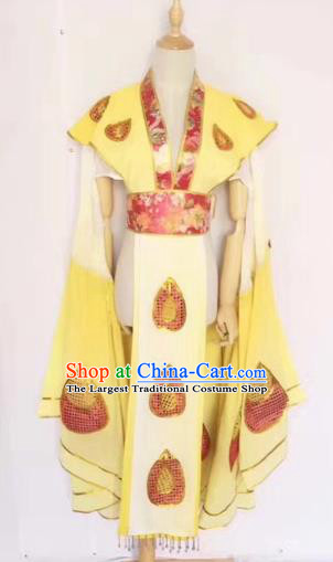 Chinese Peking Opera Butterfly Lovers Yellow Dress Traditional Beijing Opera Young Lady Embroidered Costumes for Adults