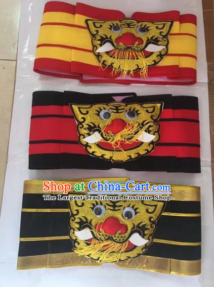 Chinese Traditional Beijing Opera Belts Peking Opera General Tiger Head Waistband for Adults