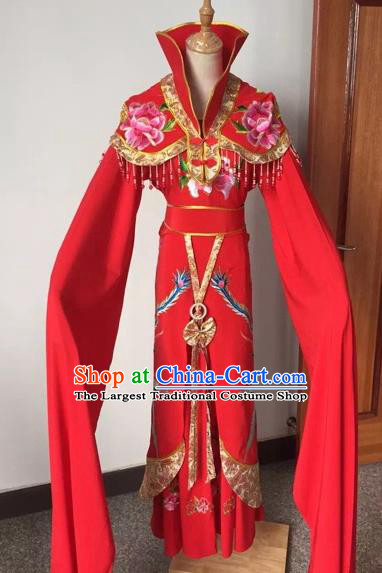 Chinese Ancient Peking Opera Empress Embroidered Red Dress Traditional Beijing Opera Diva Costumes for Adults