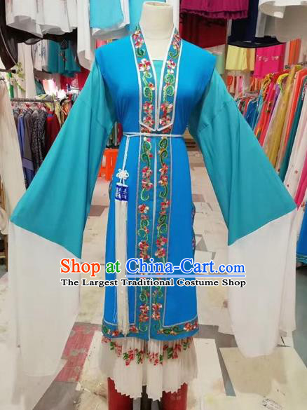 Chinese Huangmei Opera Rich Women Blue Dress Traditional Beijing Opera Diva Costume for Adults