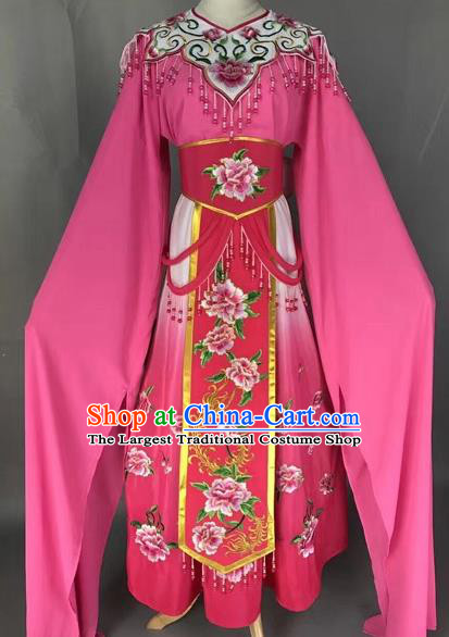 Chinese Shaoxing Opera Princess Rosy Embroidered Dress Traditional Beijing Opera Diva Costume for Adults