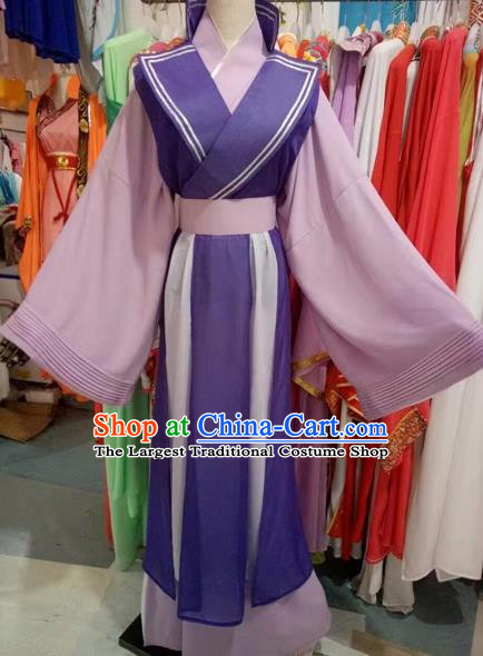 Chinese Traditional Peking Opera Diva Purple Dress Ancient Princess Costume for Adults