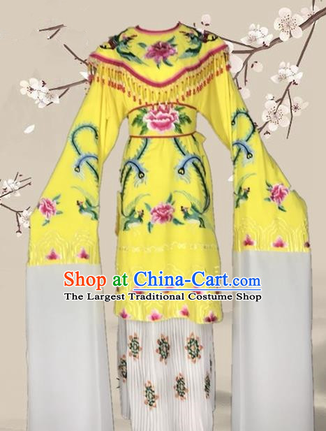 Chinese Traditional Beijing Opera Actress Yellow Dress Ancient Palace Empress Costume for Adults