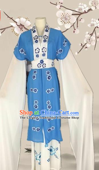 Chinese Traditional Beijing Opera Actress Blue Clothing Ancient Princess Costume for Adults