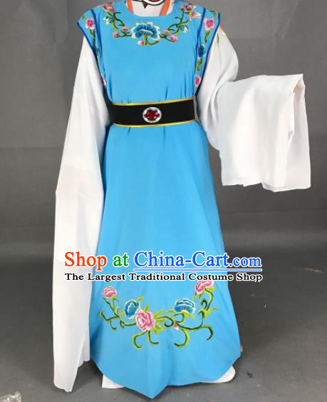 Chinese Beijing Opera Niche Jia Baoyu Blue Clothing Traditional Peking Opera Scholar Costume for Adults