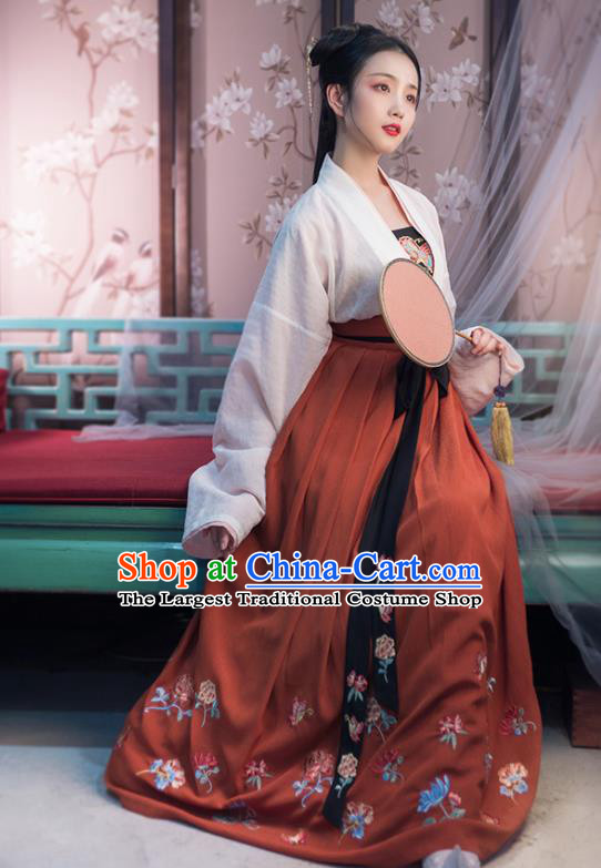 Traditional Chinese Tang Dynasty Princess Costumes Ancient Young Lady Embroidered Hanfu Dress for Women