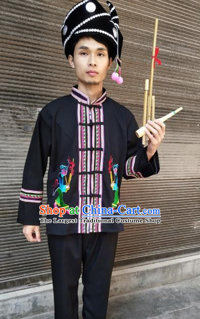 Chinese Traditional Miao Nationality Male Costume Hmong Embroidered Clothing for Men