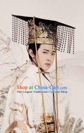 Chinese Traditional King Hair Accessories Ancient Han Dynasty Emperor Tassel Hat for Men