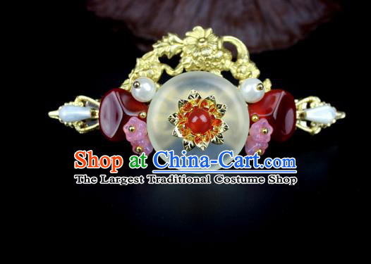 Chinese Ancient Handmade Hanfu Jade Hair Clip Agate Hairpins Hair Accessories for Women