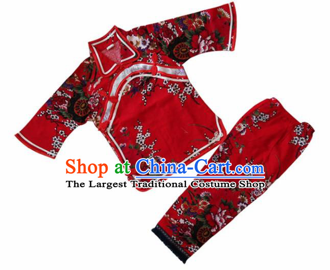 Chinese Traditional Folk Dance Costumes Stage Performance Clothing for Kids