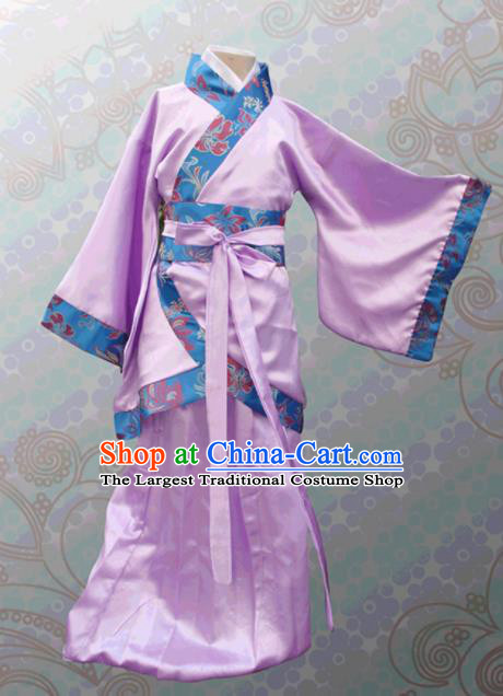 Chinese Ancient Fairy Lilac Hanfu Dress Han Dynasty Princess Costume for Kids