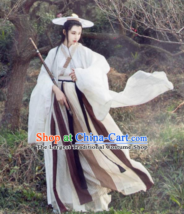 Chinese Ancient Swordsman Costumes Traditional Jin Dynasty Hanfu Dress for Women