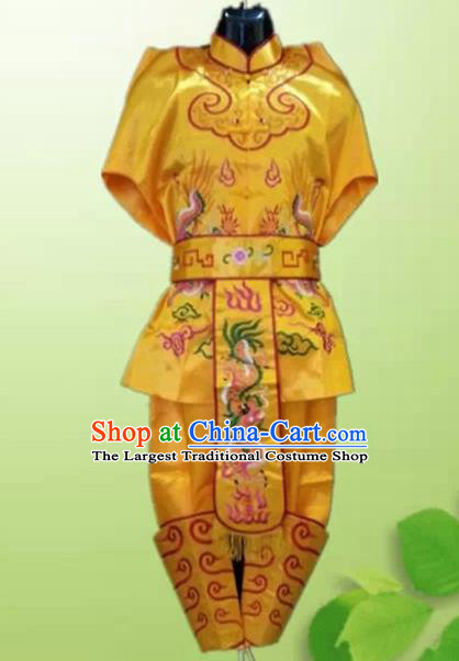 Traditional Chinese Beijing Opera Takefu Costume Drum Dance Yellow Clothing for Men