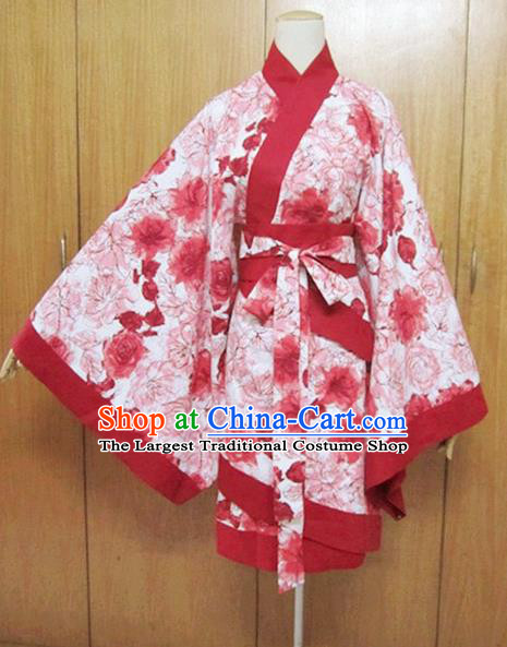 Traditional Chinese Han Dynasty Maidenform Red Curving-Front Robe Ancient Princess Costume for Women