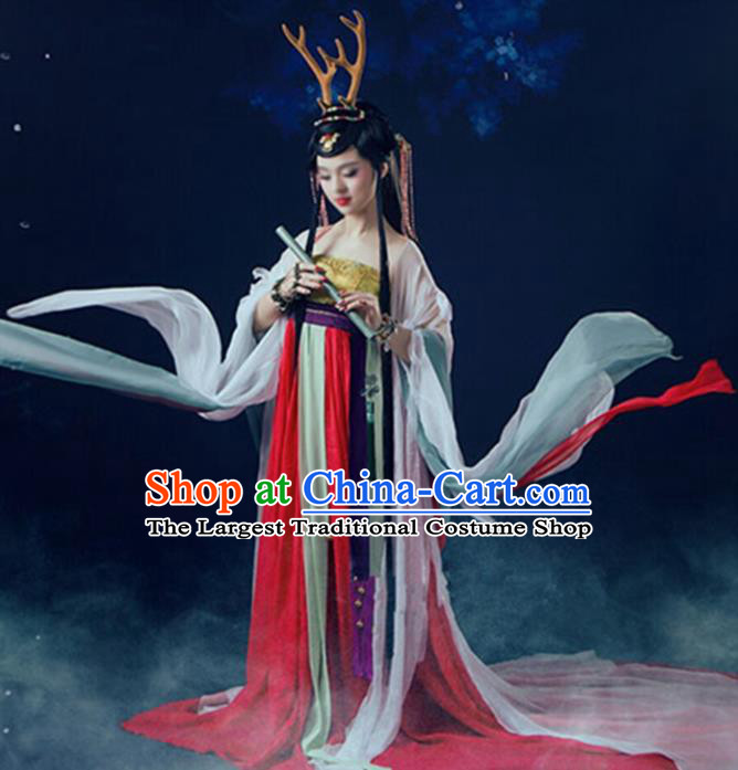 Chinese Cosplay Tang Dynasty Princess Embroidered Costume Ancient Fairy Hanfu Dress for Women