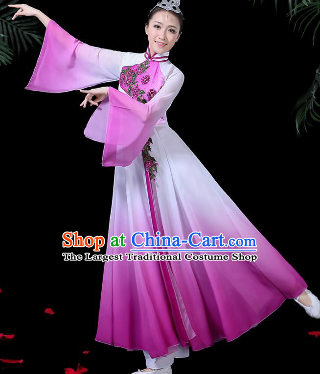 Chinese Classical Dance Costume Traditional Umbrella Dance Fan Dance Purple Dress for Women