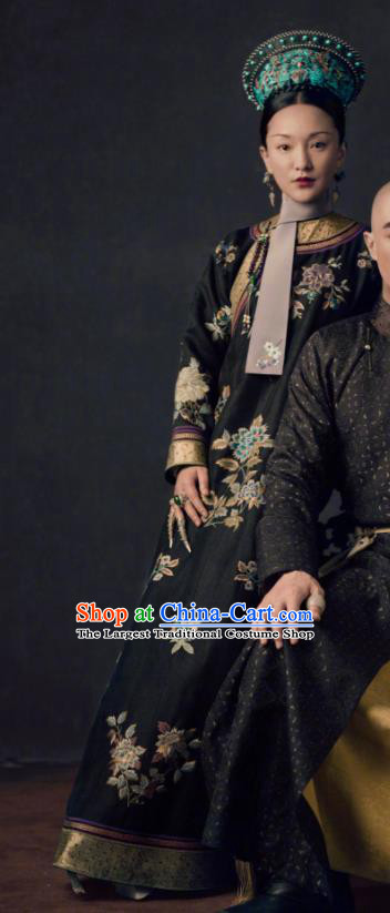 Ancient Chinese Qing Dynasty Queen Ruyi Royal Love in the Palace Embroidered Costumes and Headpiece Complete Set