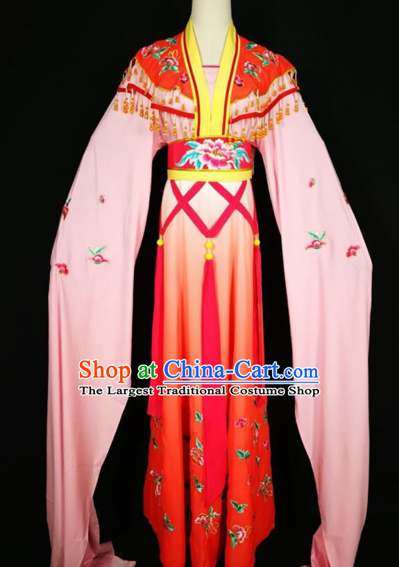 Chinese Traditional Beijing Opera Actress Costume Princess Embroidered Red Hanfu Dress for Adults