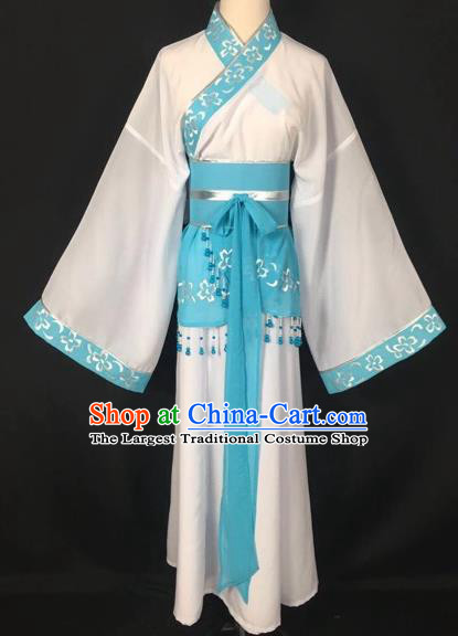 Chinese Traditional Beijing Opera Handmaiden White Hanfu Dress Peking Opera Diva Costumes for Adults