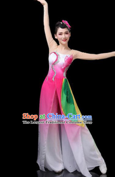 Chinese Traditional Classical Dance Costumes Fan Dance Group Dance Lotus Dance Pink Dress for Women