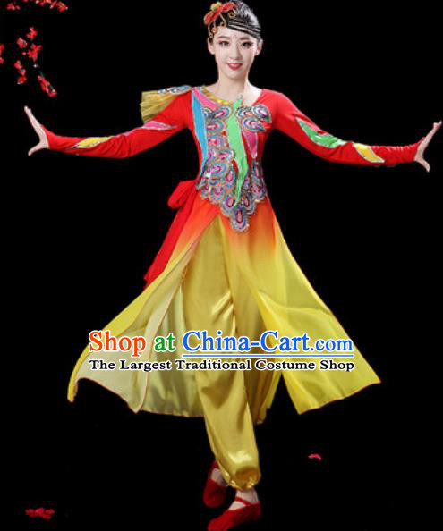 Chinese Folk Dance Drum Dance Costumes Traditional Fan Dance Yangko Clothing for Women