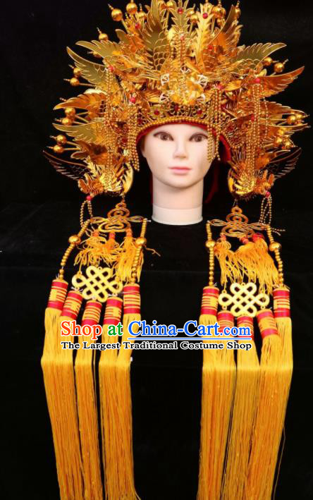 Traditional Chinese Beijing Opera Princess Hats Peking Opera Diva Golden Phoenix Coronet for Women