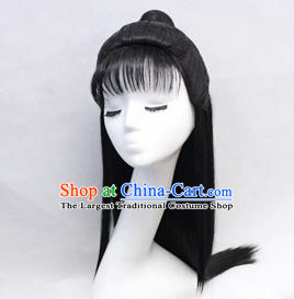 Chinese Ancient Cosplay Swordsman Wigs Traditional Nobility Childe Chignon Handmade Wig Sheath