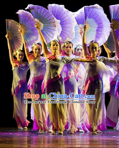 Chinese Traditional Fan Dance Costumes Stage Performance Folk Dance Dress for Women